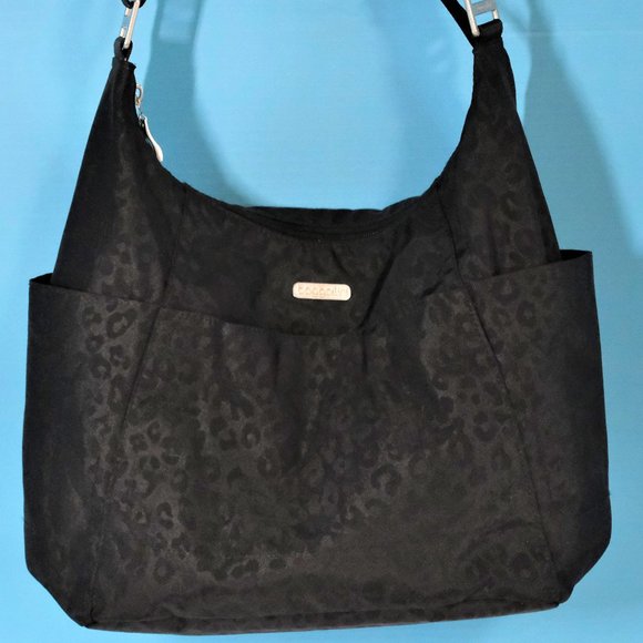 Baggallini Bags Baggallini Black With Cheetah Pattern Large Crossbody Bag With Trolley